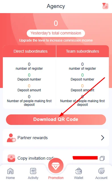 Click on Download QR code